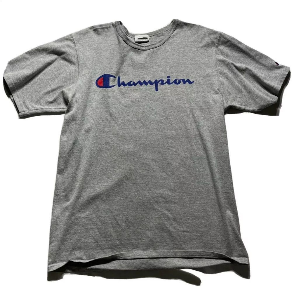 Champion Logo Men’s Gray Short Sleeve Shirt Size XL